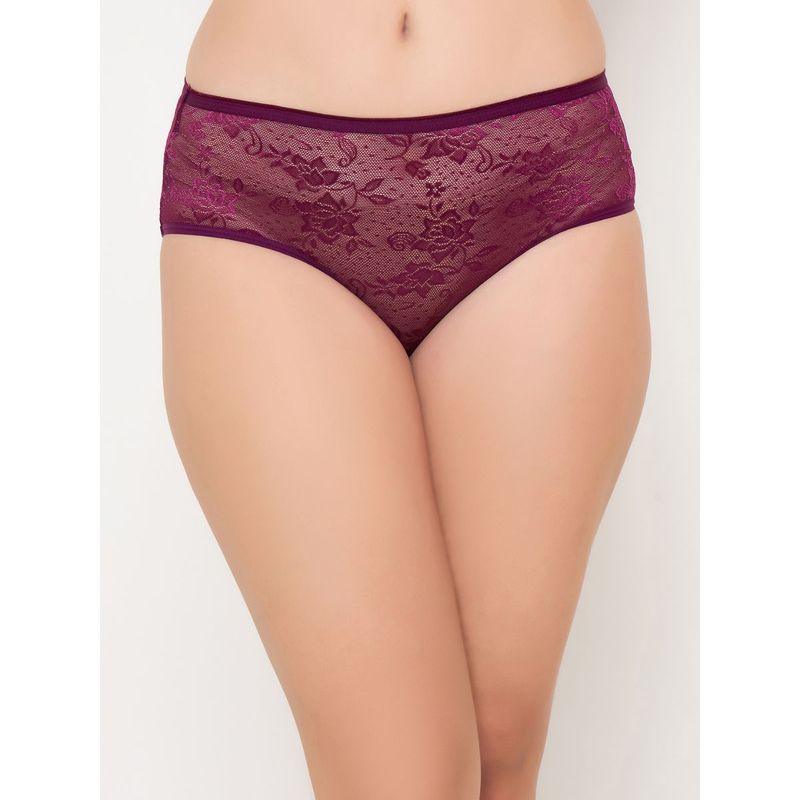 Clovia Lace Medium Waist Outer Elastic Hipster Panty (2XL)