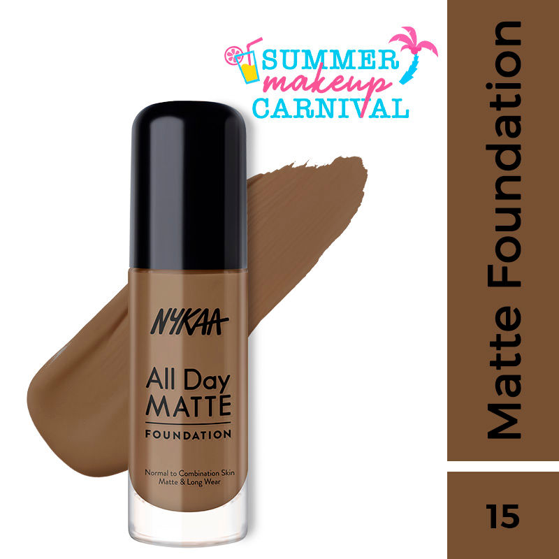 Nykaa All Day Matte Long Wear Liquid Foundation For Normal To Combination Skin - Chestnut 15
