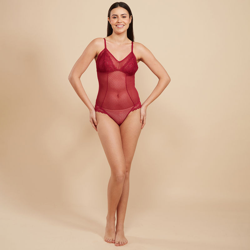 Nykd by Nykaa Non Padded Wired Teddy Maroon Nys124 (S)