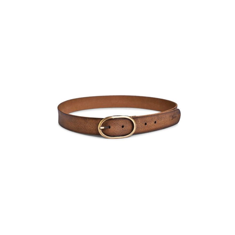 Belwaba Genuine Leather Tan Mens Belt With Brushed Brass Finished Buckle (36)