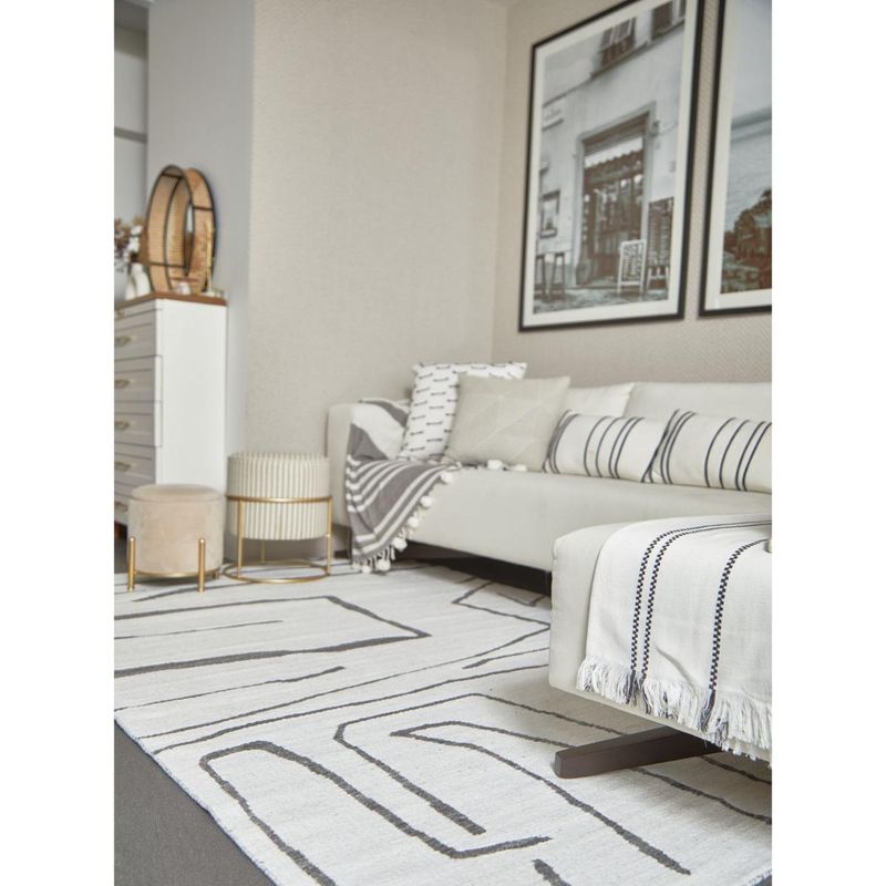 Rugberry MINIMAL ART Reversible Rug - Off White Multi-Color (5x8 feet)