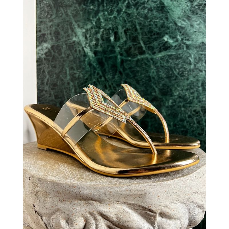 ELVIRAA Gold Lazer Cut Wedges (EURO 37)