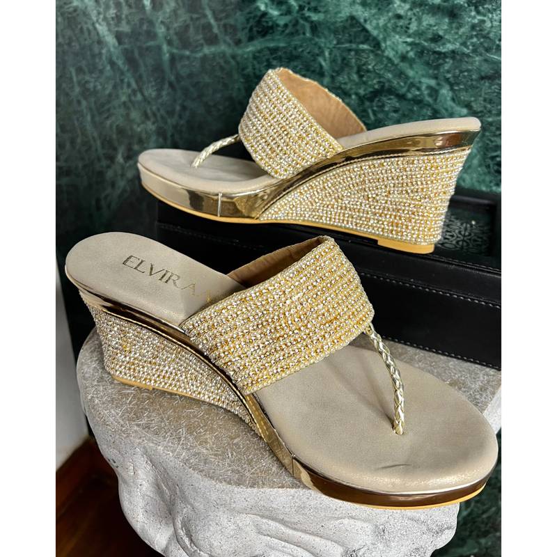 ELVIRAA White Pearl Covered Wedges (EURO 36)