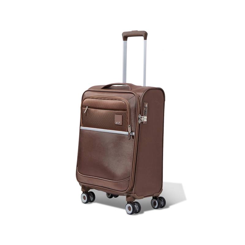 VIP Unisex Velar Brown Soft Luggage 57Cm Cabin Trolley Bag With Laptop Compartment (S)