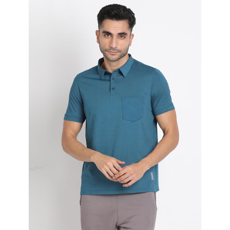 Embroidered Turtle Terry Polo- Blue