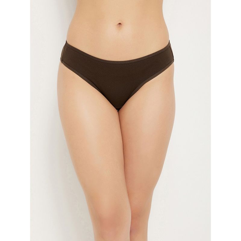 Clovia Low Waist Bikini Panty in Brown - Cotton (2XL)