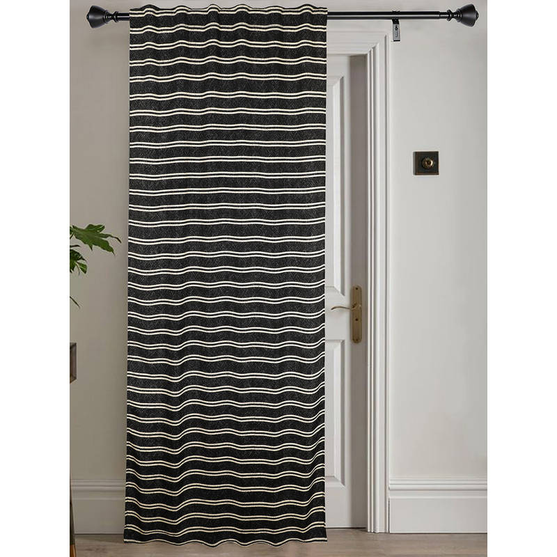 Jamio Firati Black and Beige Striped Single Curtain (5 Feet)