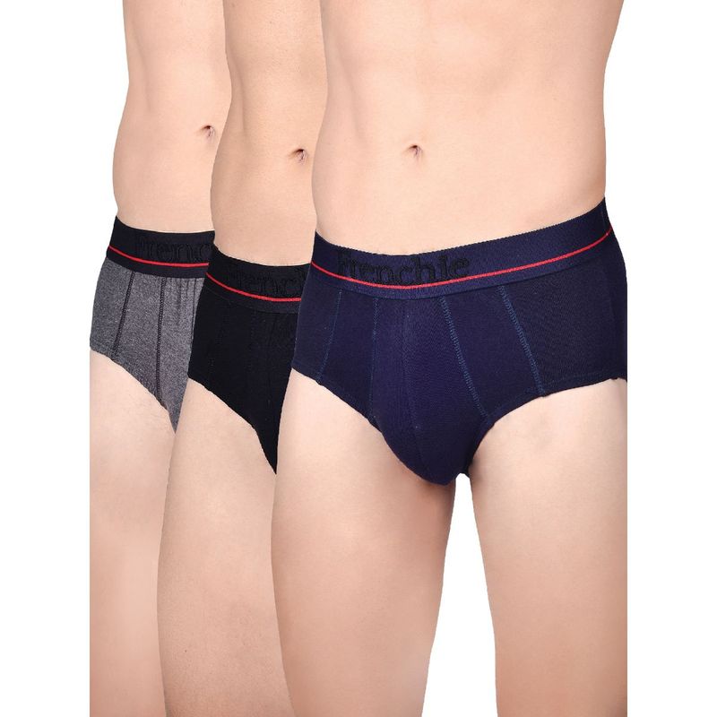 Frenchie Casuals 4003 Mens Cotton Briefs Assorted Colours (Pack of 3) (L)