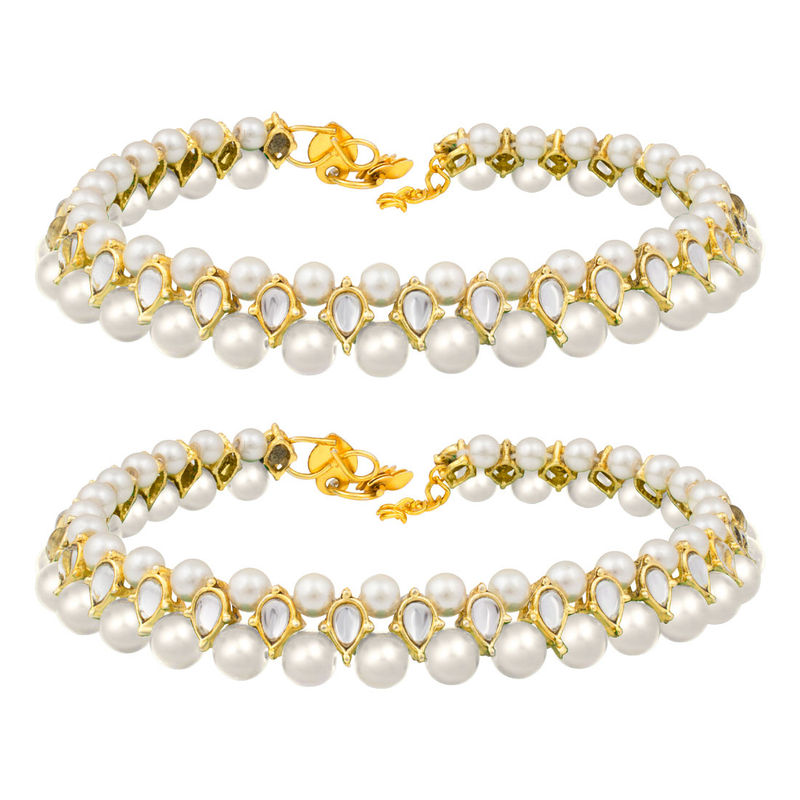 Buy Peora Traditional Jewellery Gold Plated Kundan Green Faux