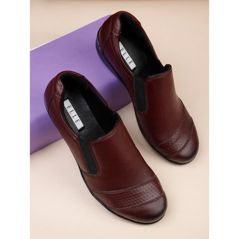 ELLE Maroon Round Toe Party Wear Casual Boots (EURO 36)