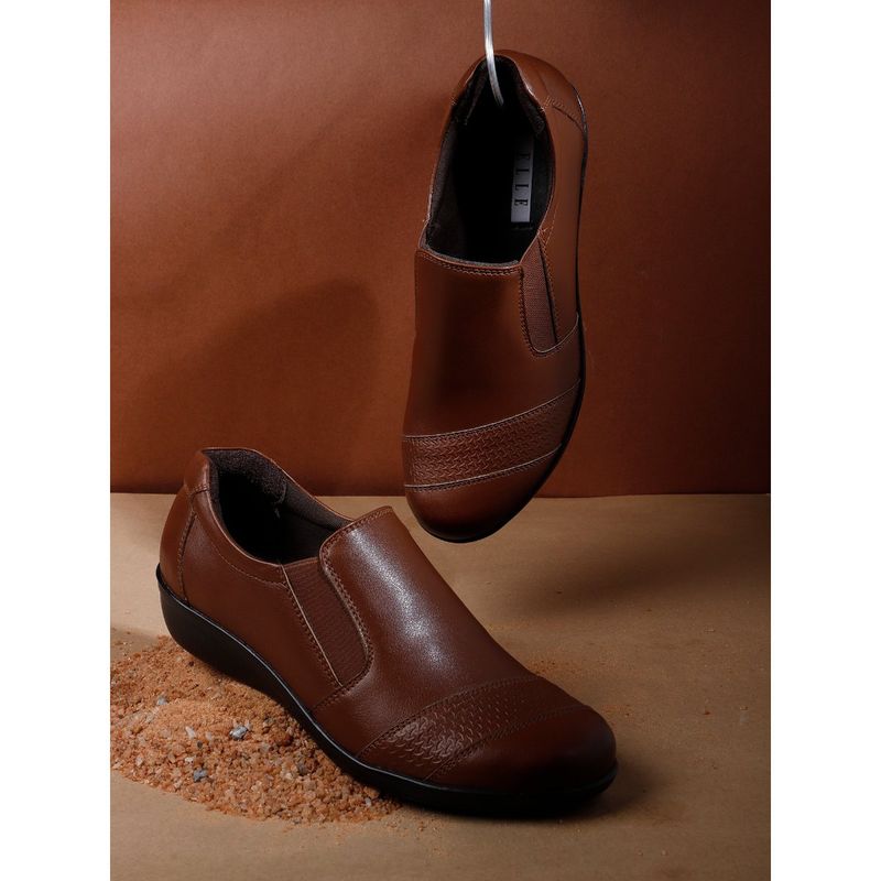 ELLE Tan Round Toe Party Wear Casual Boots (EURO 37)