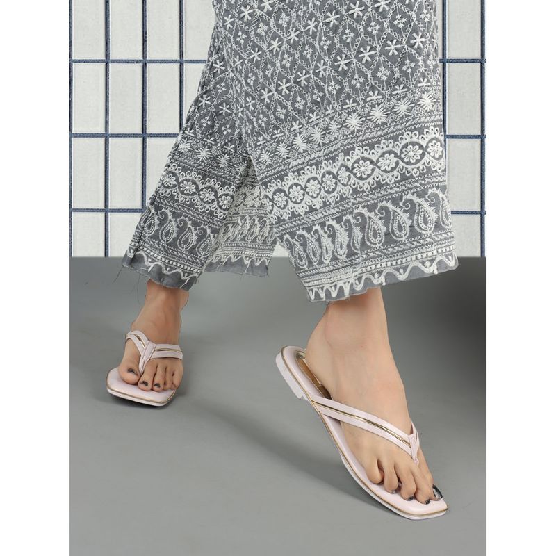 ELLE Lavender Square Toe Party Wear Flats (EURO 38)