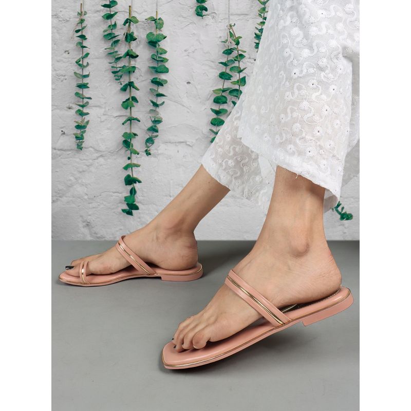 ELLE Peach Square Toe Party Wear Flats (EURO 37)