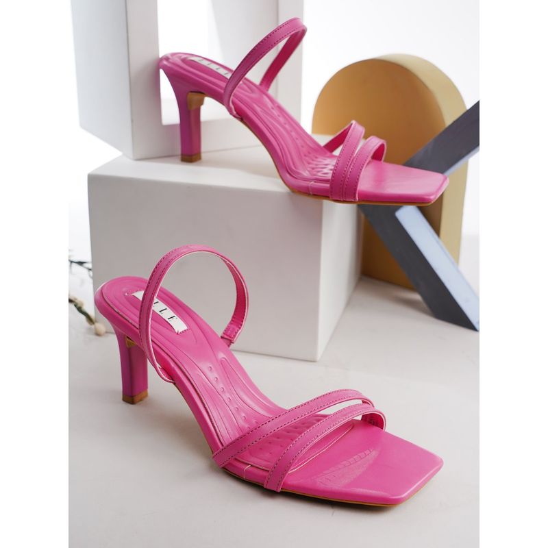 ELLE Pink Square Toe Party Wear Heels (EURO 37)