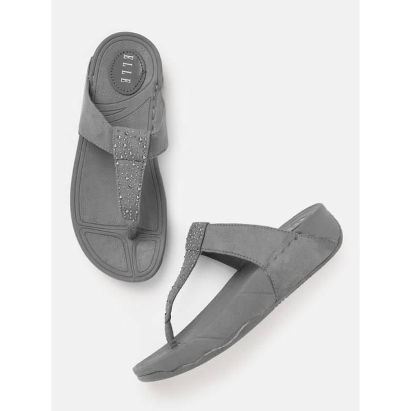 ELLE Grey Round Toe Casual Wear Sandals (EURO 39)