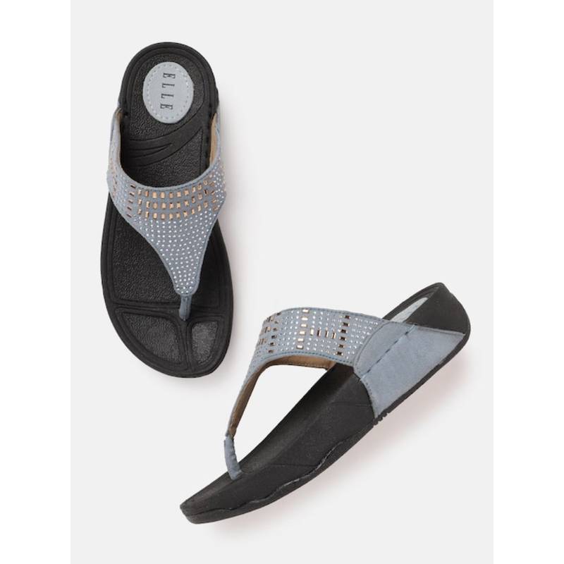 ELLE Blue Round Toe Casual Wear Sandals (EURO 38)