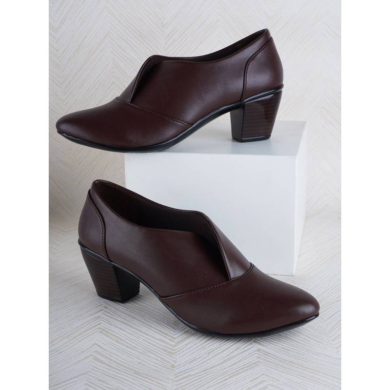 ELLE Brown Pointed Toe Party Wear Pumps (EURO 41)