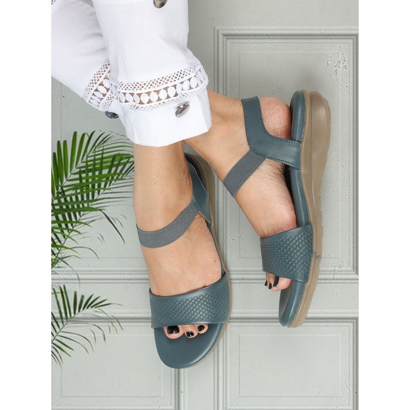 ELLE Blue Round Toe Party Wear Sandals (EURO 36)