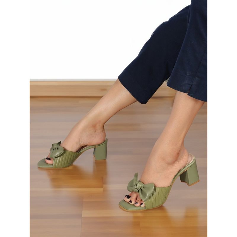 ELLE Olive Square Toe Party Wear Heels (EURO 37)