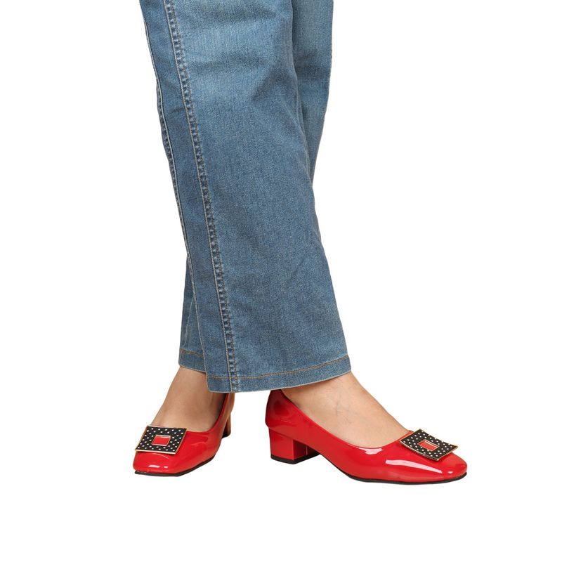 ELLE Red Square Toe Party Wear Pumps (EURO 36)