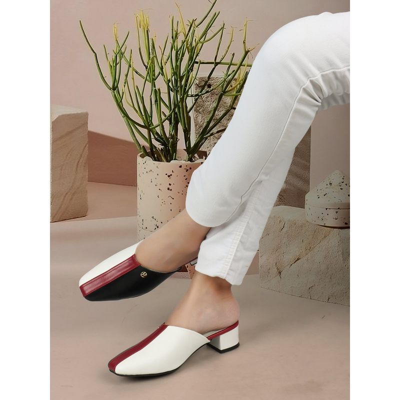 ELLE Black Square Toe Party Wear Mules (EURO 36)