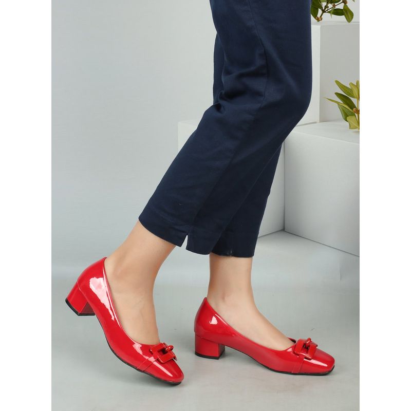 ELLE Red Square Toe Party Wear Pumps (EURO 36)
