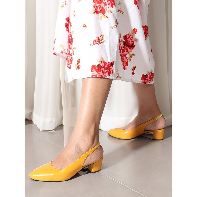 ELLE Yellow Pointed Toe Party Wear Pumps (EURO 38)