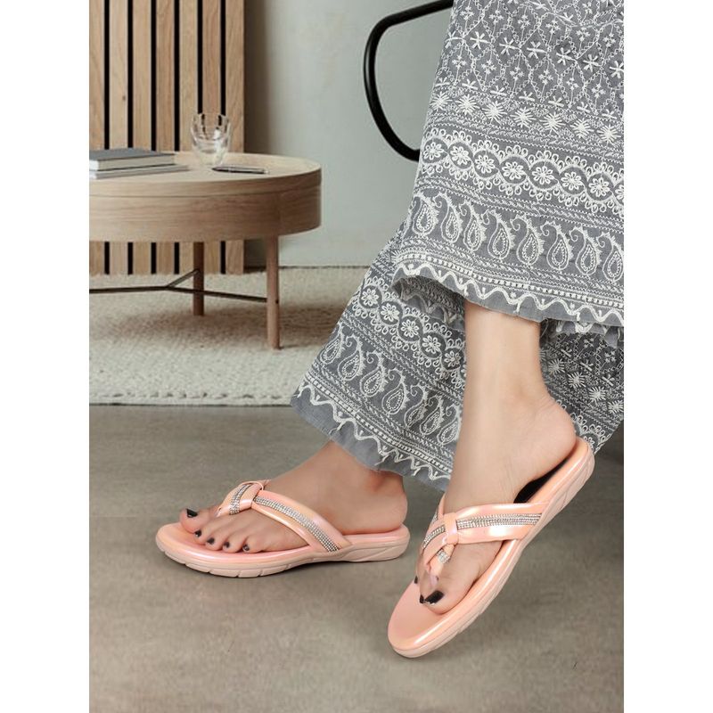 ELLE Pink Round Toe Party Wear Flats (EURO 41)