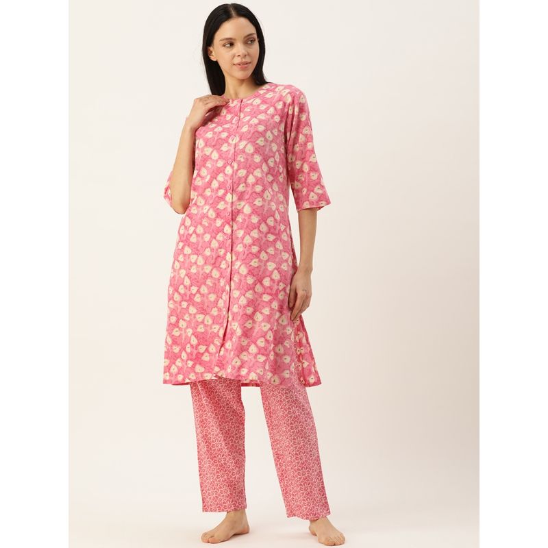 Clt.s Printed Pink Kurta & Pyjama (Set of 2) (M)
