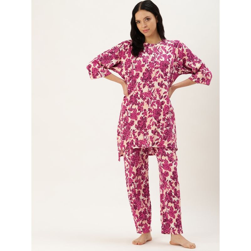 Clt.s Floral Pink Kurta & Pyjama (Set of 2) (L)