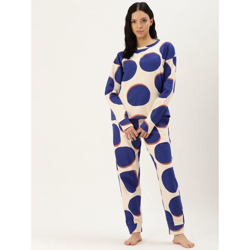 Clt.s Polka Dots Cream Top and Pyjama (Set of 2) (M)