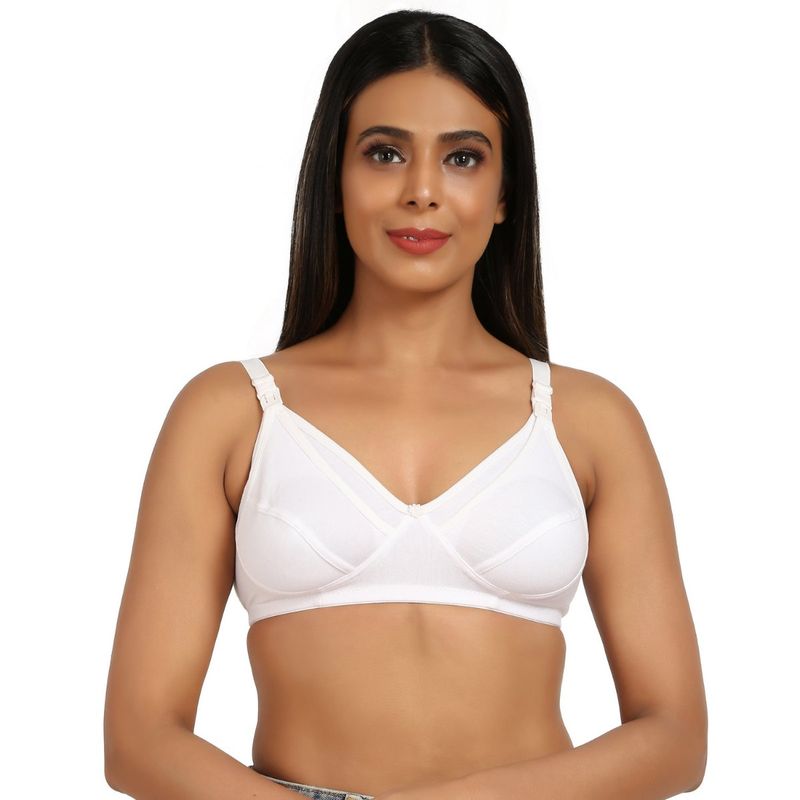 Mine4Nine Mother Care Maternity Feeding Non Padded Non Wired White Bra (36B)