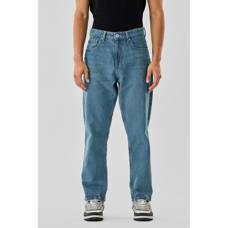 Snitch Light Blue Washed Relaxed Casual Jeans for Men (30)