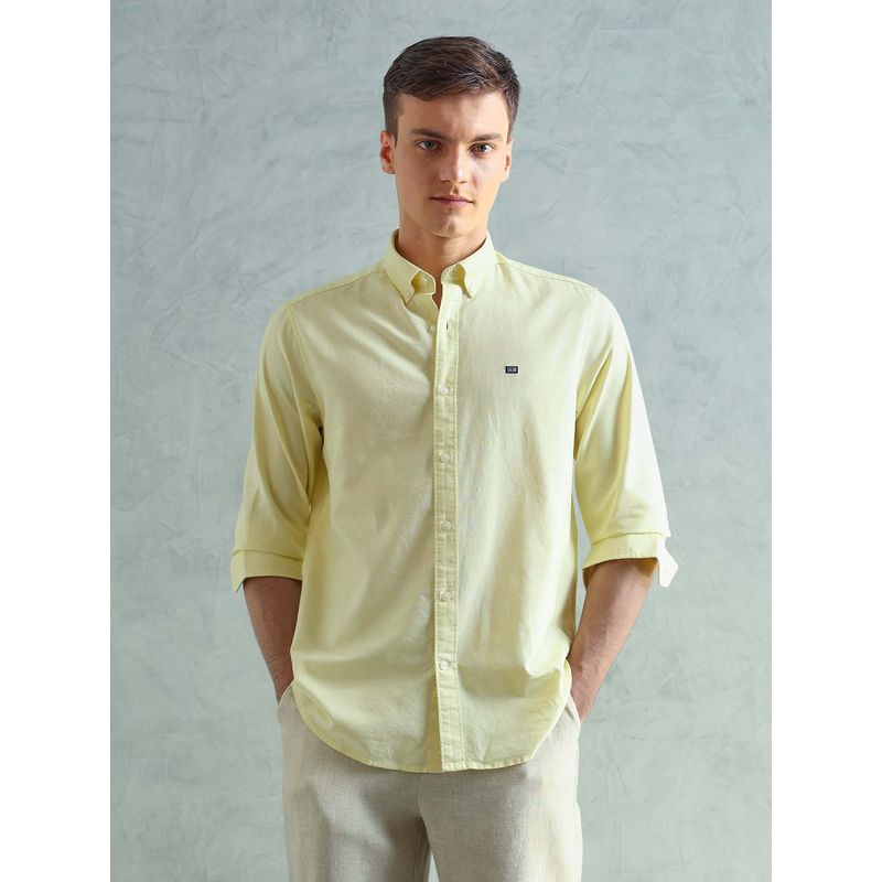 Arrow Sports Men Smart Slim Fit Solid Yellow Shirt (39)