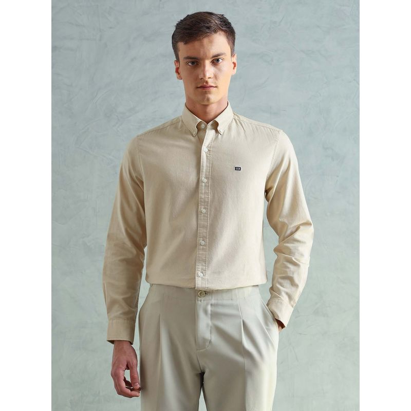 Arrow Sports Men Smart Slim Fit Solid Beige Shirt (39)