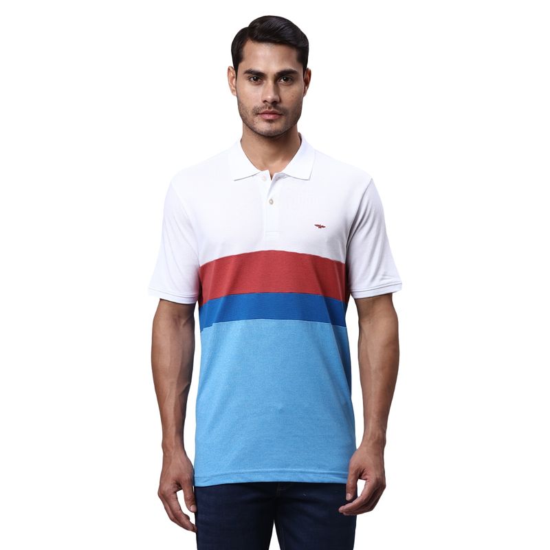 Babyhug Cotton Knit Half Sleeves Cut & Sew Polo T-Shirt With Stripes & Newport Patch Embroidery - Red