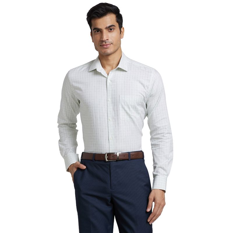 Park Avenue Blue Slim Fit Checkered Shirt (S)