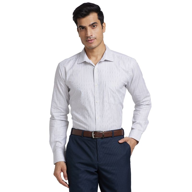 Park Avenue Blue Slim Fit Striped Shirt (XL)