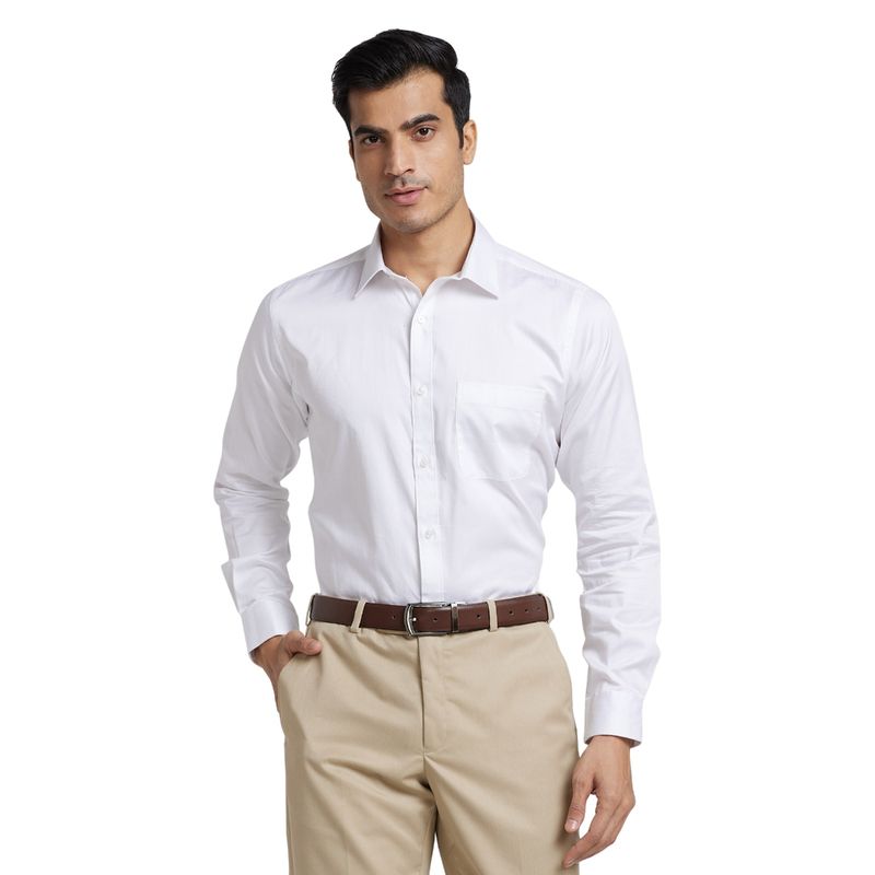 Raymond White Slim Fit Solid Shirt (S)