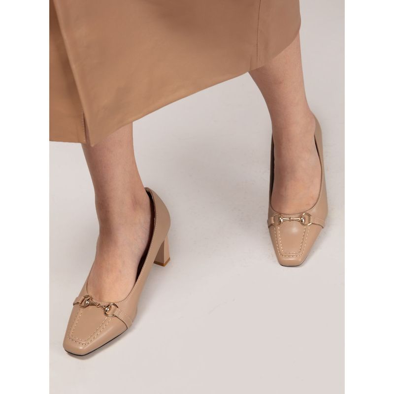 RSVP by Nykaa Fashion Beige Square Toe Block Heels (EURO 38)