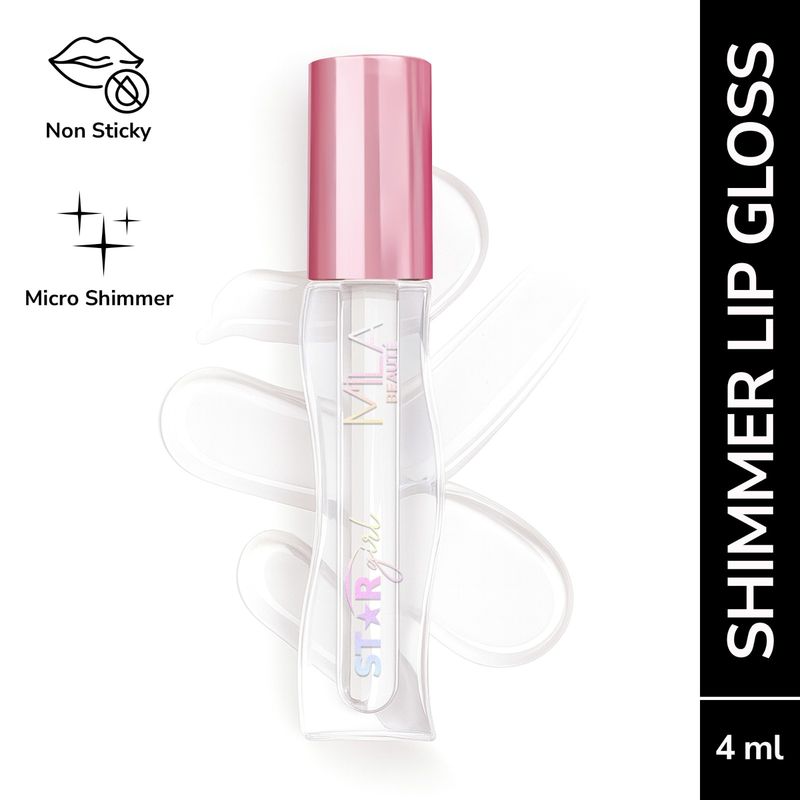 Mila Beauté Star Girl Lip Gloss With Peptides Collagen & Micro Shimmers - Plain Jane