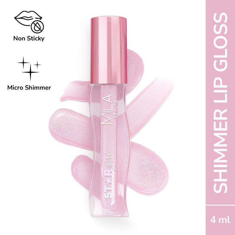 Mila Beauté Star Girl Lip Gloss With Peptides Collagen & Micro Shimmers - Prism