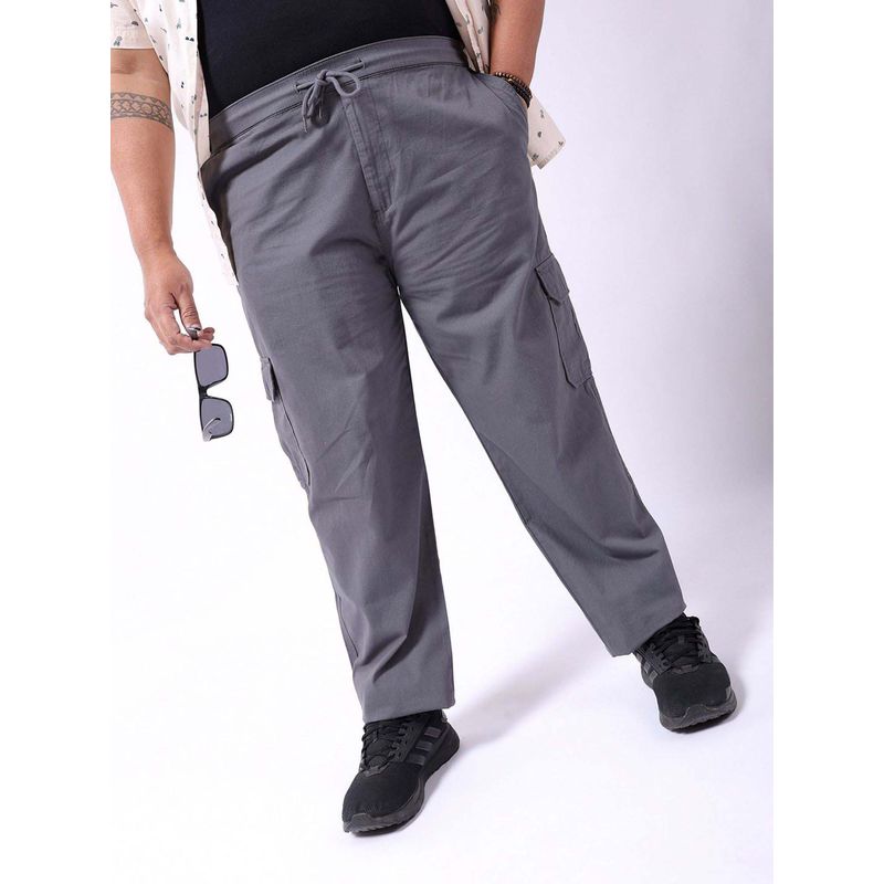 Hardsoda Grey Men Plus Fit Solid Mid-Rise Cargo (42)
