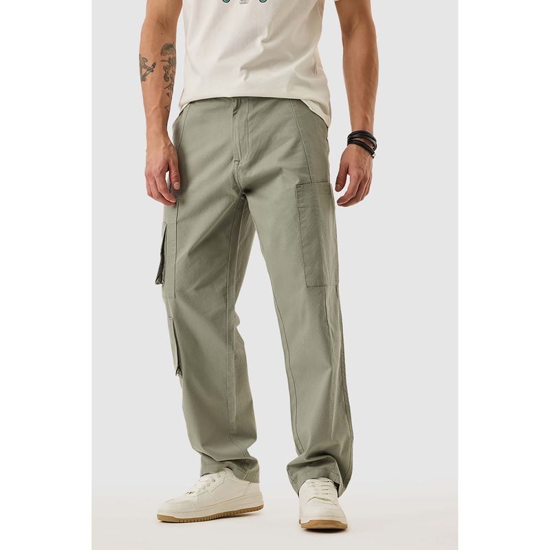 Snitch Sage Green Solid Regular Casual Cargo Pant (38)