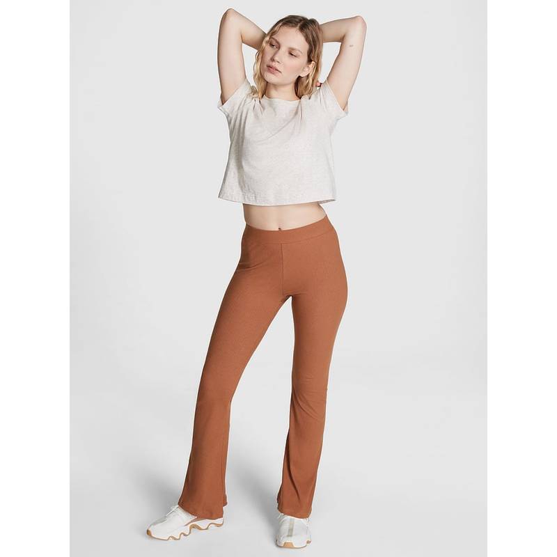 Victoria's Secret Brown Stretch Cotton Ribbed Flare Trackpant (XS)