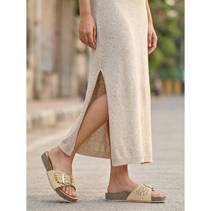 ROCIA By Regal Beige Women Laser Cut Stylish Flats (EURO 36)