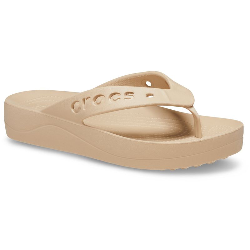 Crocs Baya Platform Women Beige Flipflops (US 10)