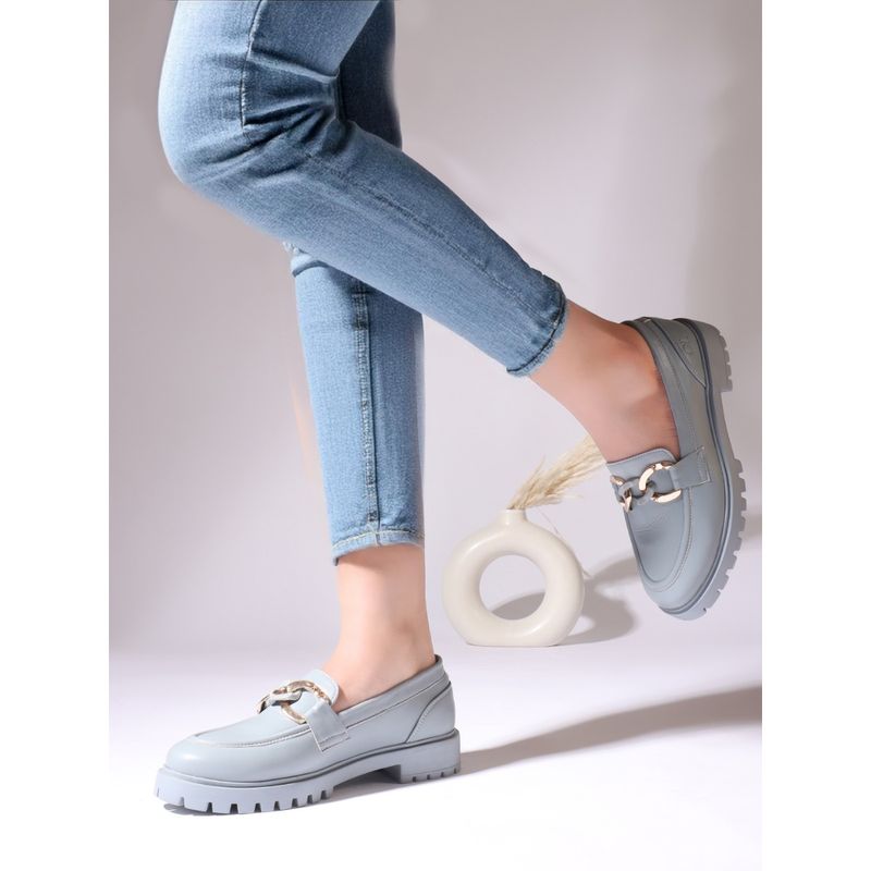 Carlton London Solid Blue Slip-On Casual Women Loafers (EURO 38)