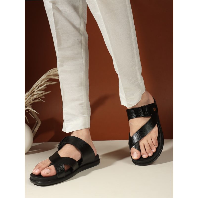 Carlton London Black Casual Men Comfort Sandals with Buckle (EURO 41)