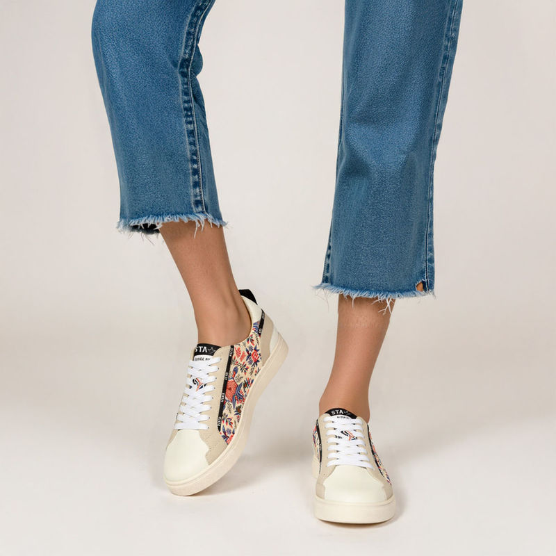 Whitesta Women Ivory Leather Sneakers (EURO 36)